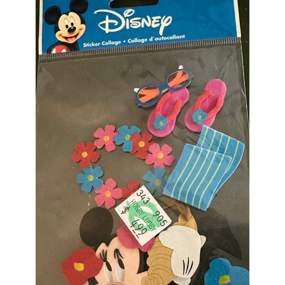 Disney Mickey Minnie Mouse Dimensional Stickers 2 Pk New Tropical Beach 3D Craft